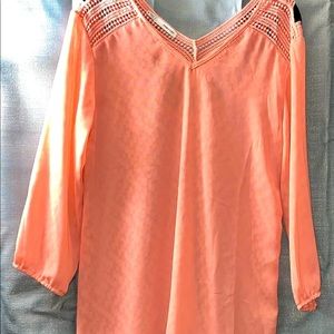 Maurice’s Dressy Coral sheer blouse Size Small